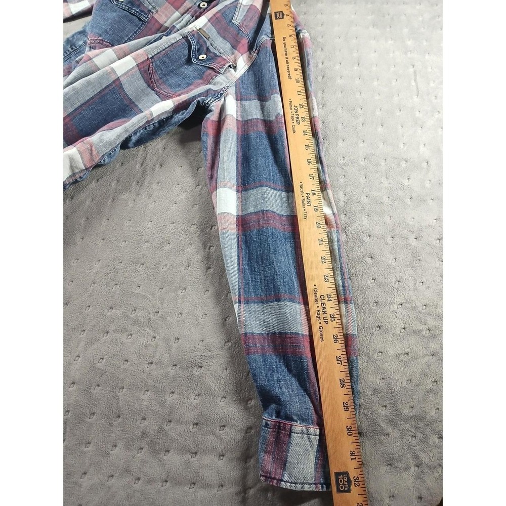 Buffalo David Bitton Mens Plaid Western Button Up Shirt Blue Red Model 100 Large - Picture 6 of 8
